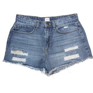 Sneak Peek High Waisted Distressed Blue Jean Shorts M